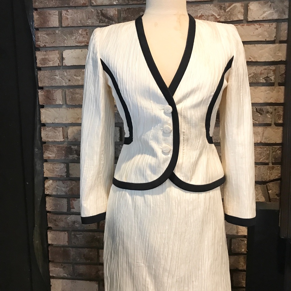 SOLD Vtg Valentino Plisse Dress Suit